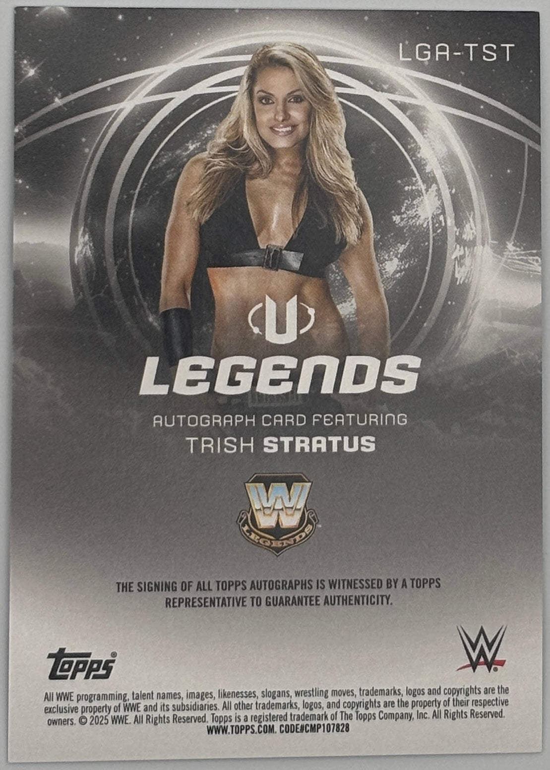 2025 Topps WWE Universe Trish Stratus Legends autograph card back