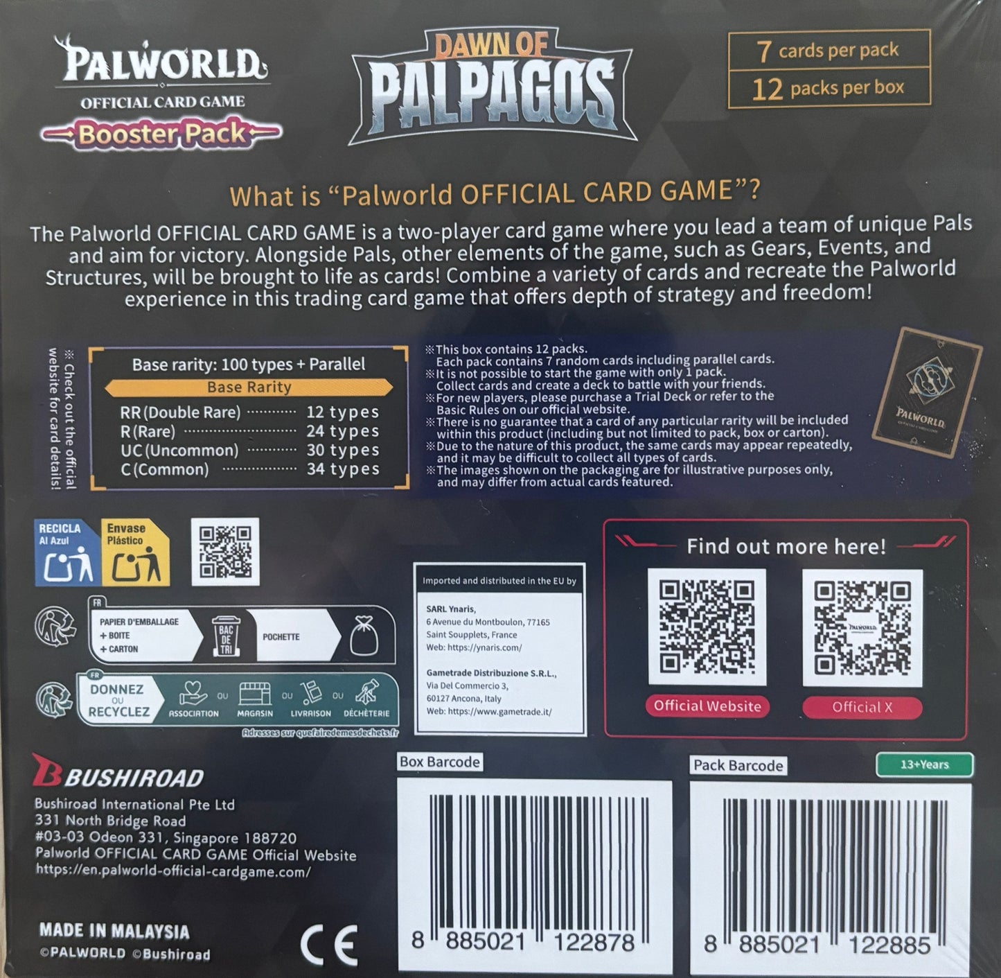 Palworld Dawn of Palpagos 1st Edition error booster box back misprint Palword