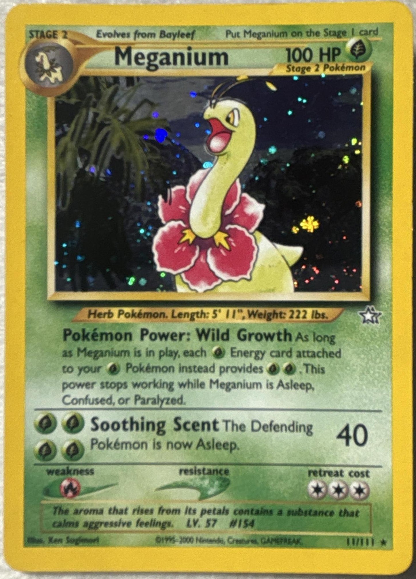 2000 Pokemon Meganium Neo Genesis #11/111 Holo card front