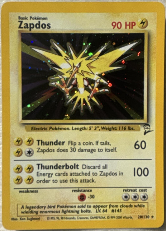 2000 Pokemon Zapdos Base Set 2 #20/130 Holo card front