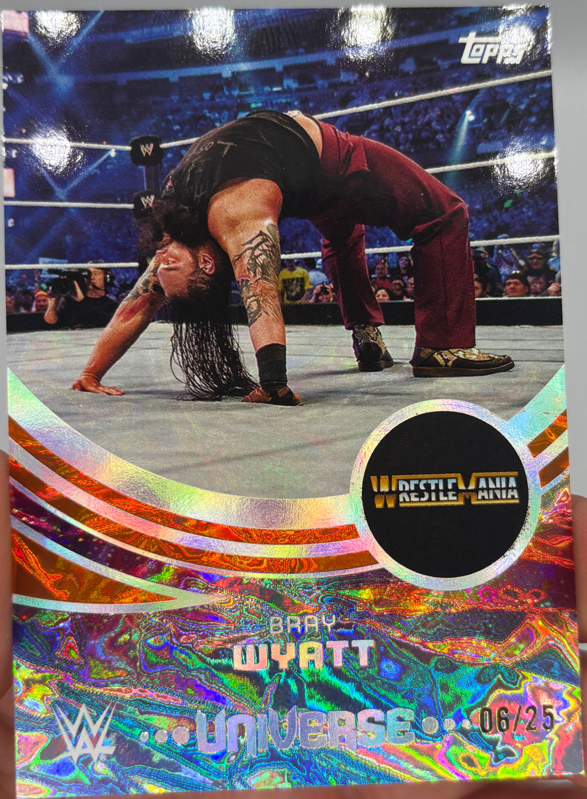 2025 Topps WWE Universe Bray Wyatt WrestleMania card front, numbered 06/25