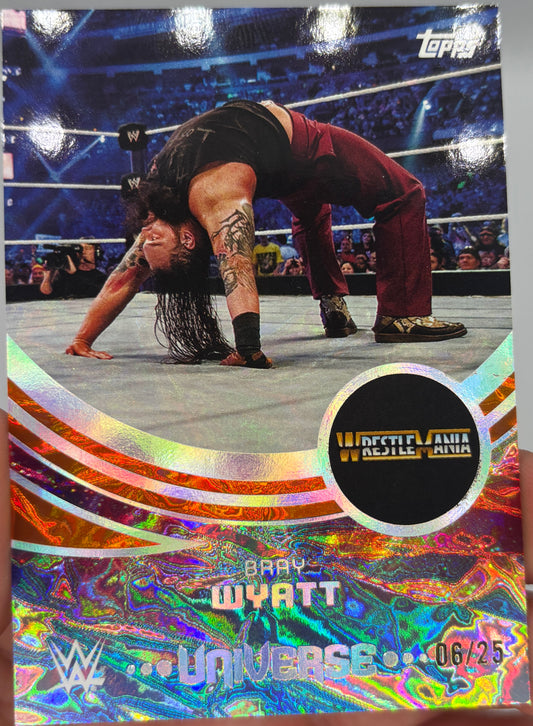 2025 Topps WWE Universe Bray Wyatt WrestleMania card front, numbered 06/25