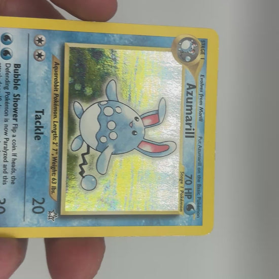 2000 Pokemon Neo Genesis Azumarill holo card condition video, front, 2/111