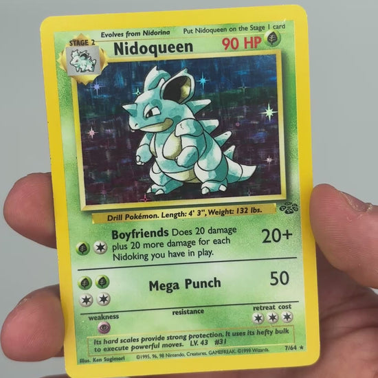 1999 Pokemon Jungle Nidoqueen holo card condition video, front, 7/64