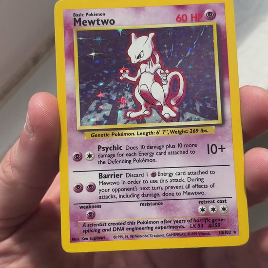 1999 Pokemon Mewtwo Base Set Unlimited #10/102 Holo close-up condition detail