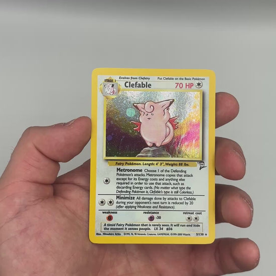 Pokemon Base Set 2 Clefable holo card condition video, front, 5/130
